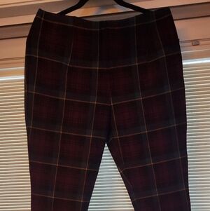Slim Factor by Investments Ponte Knit No Waist Slim Straight Sketch Plaid Pants